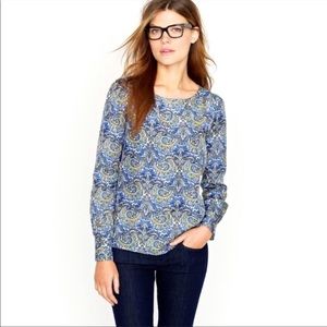 J. Crew Talitha Paisley Silk Long‎ Sleeve Top 2
